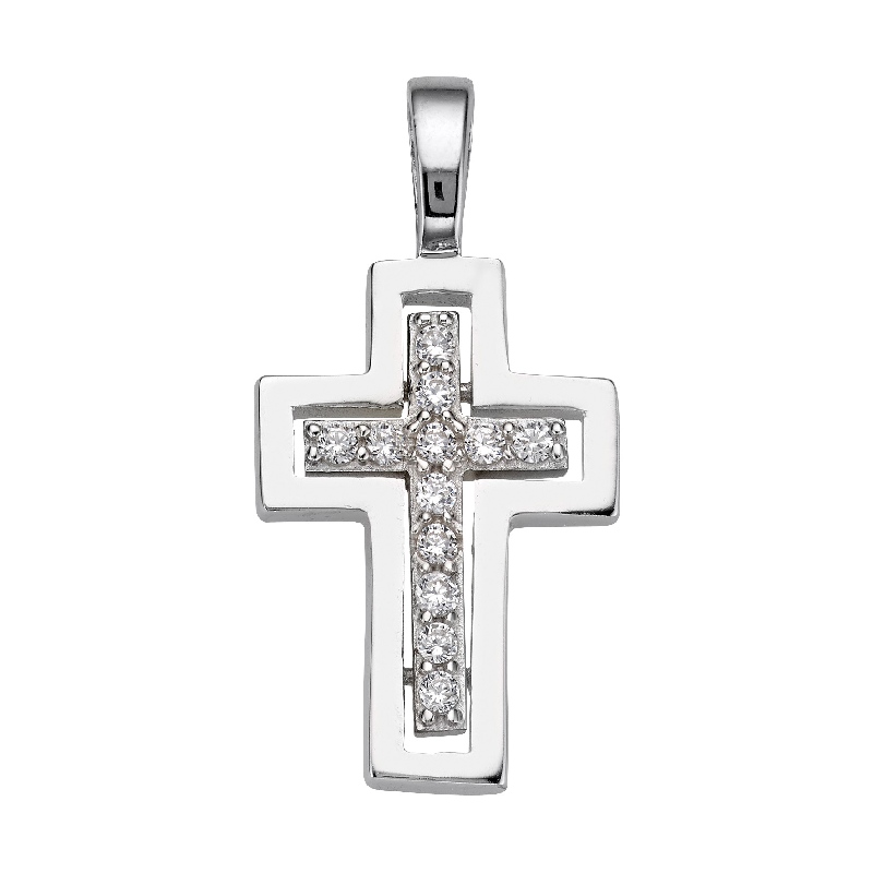 CEM Basis Kreuz Silber rhodiniert
