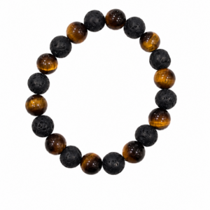 Halbedelstein-Armband Tigerauge und Lavastein