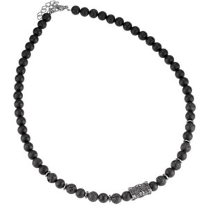 Herrencollier mit Lava, Onyx, Hämatit