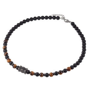 Herrencollier mit Tiegerauge, Onyx, Hämatit
