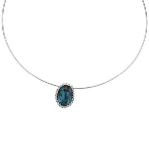 Silber Halsreif mit blauem Kristall